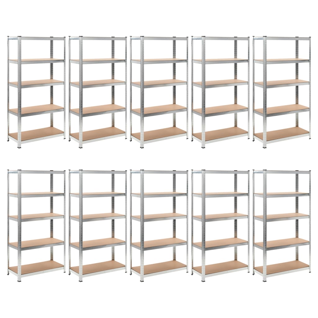 5-Layer Heavy-Duty Shelves 2 Pcs Steel&Engineered Wood
