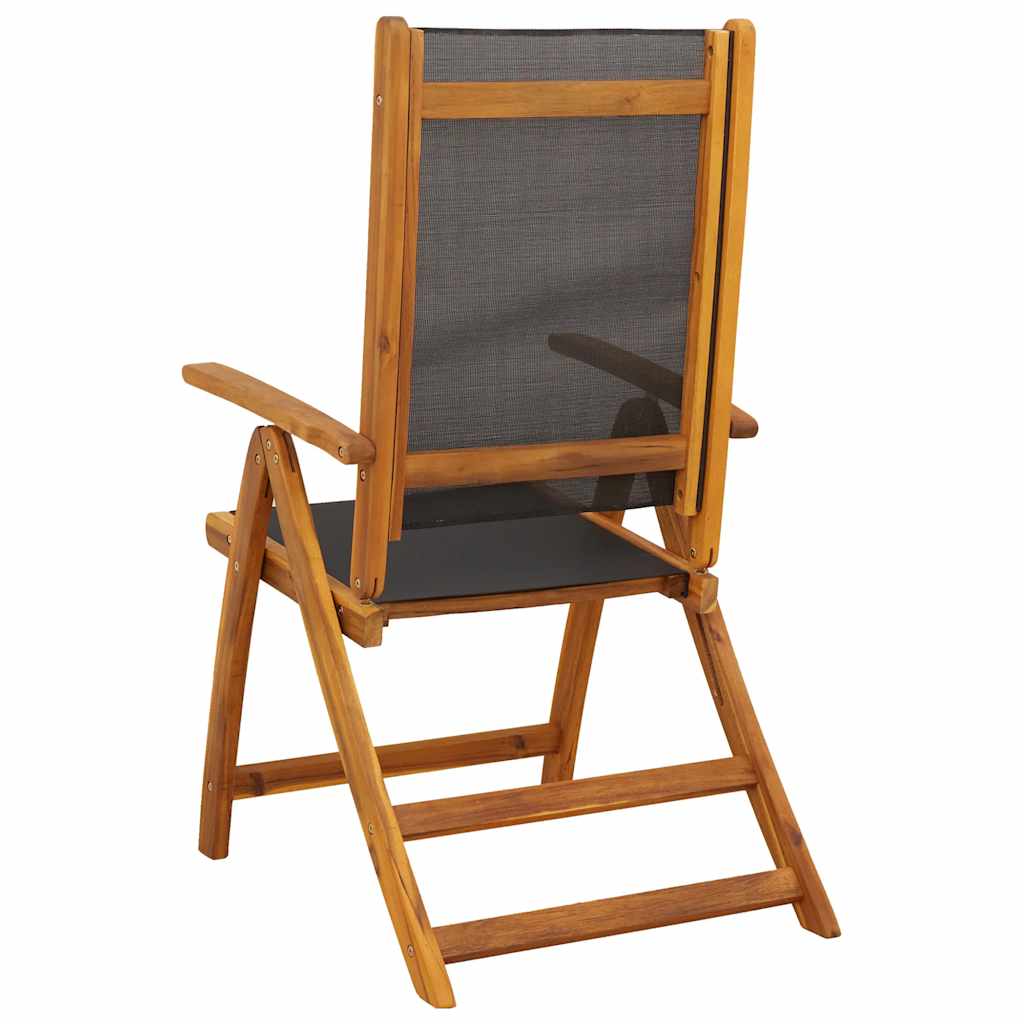 Folding Garden Chairs 2 pcs Solid Acacia Wood and Textilene