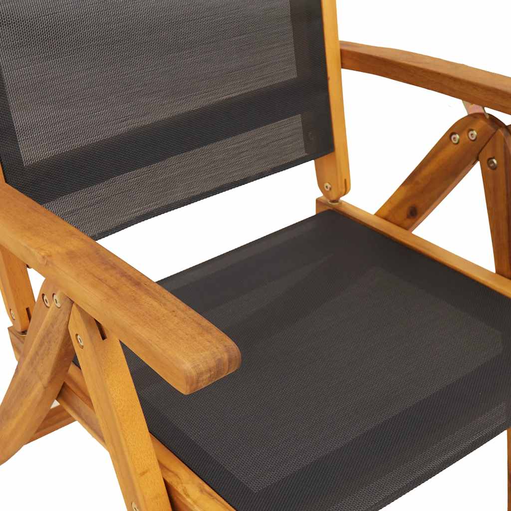 Folding Garden Chairs 2 pcs Solid Acacia Wood and Textilene