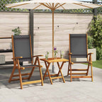 Folding Garden Chairs 2 pcs Solid Acacia Wood and Textilene