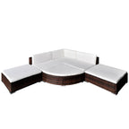 6 Piece Garden Lounge Set with Cushions Poly Rattan Brown