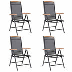 Folding Garden Chairs 4 pcs Aluminium and Textilene Black