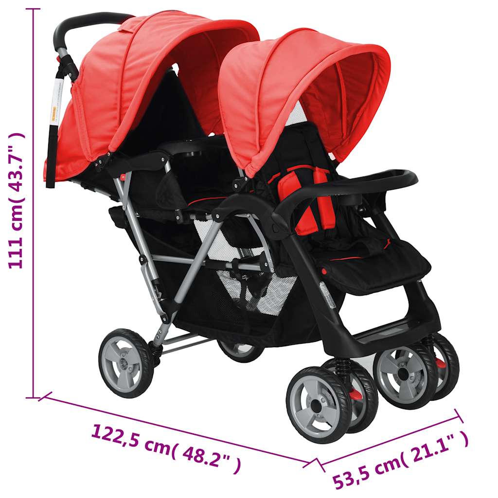 Tandem Stroller Steel And Black
