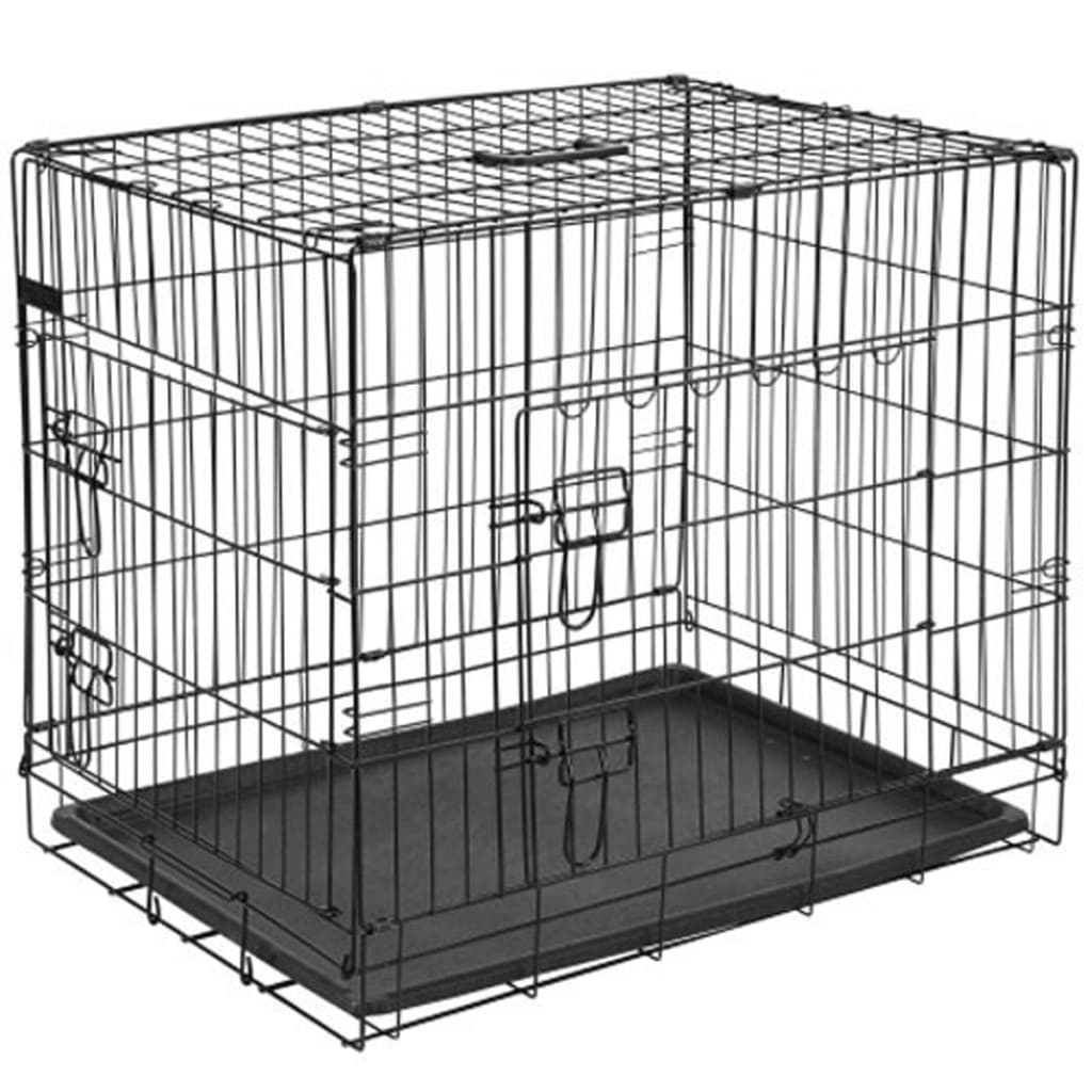 @Pet Dog Transport Crate Metal Black 15002