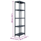 Storage Shelf Rack Black 125 kg 60x30x180 cm Plastic