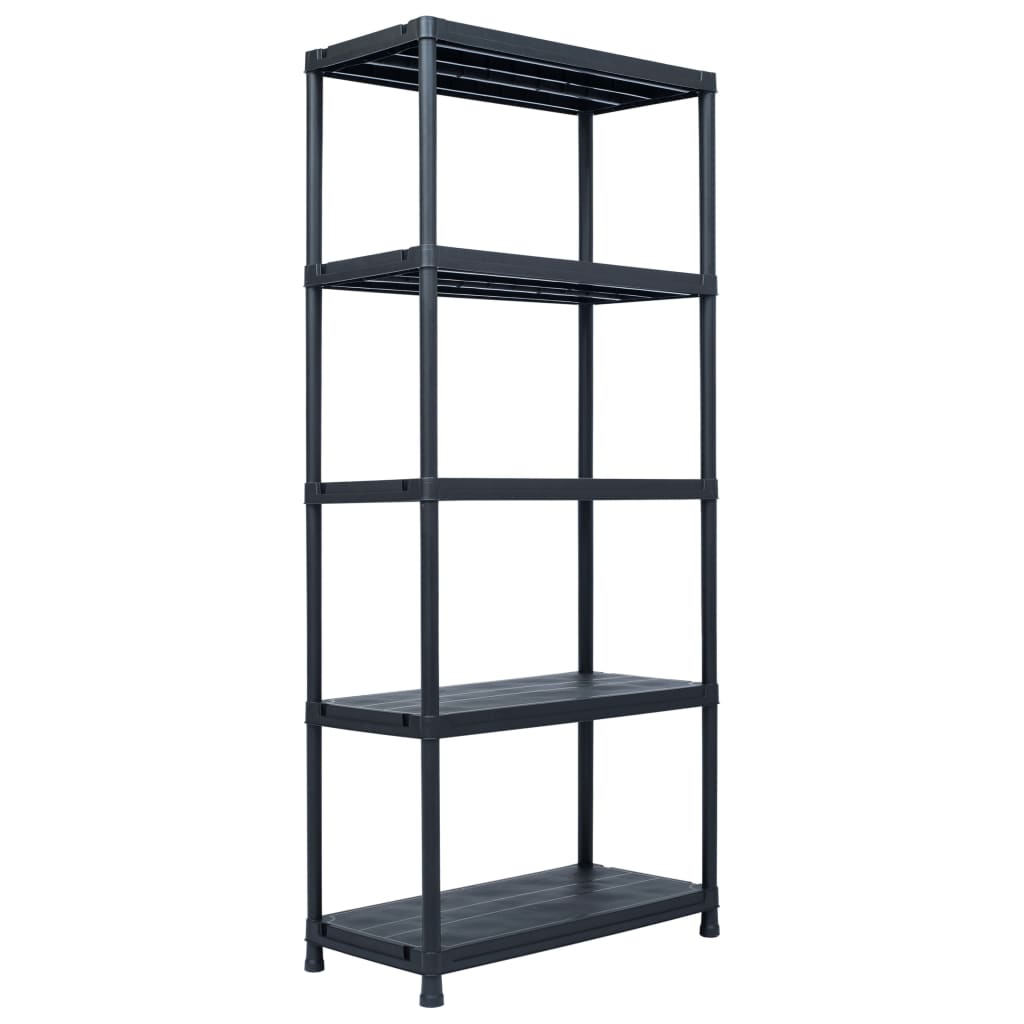 Storage Shelf Racks 2 Pcs Black 250 Kg Plastic