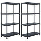 Storage Shelf Racks 2 Pcs Black 250 Kg Plastic