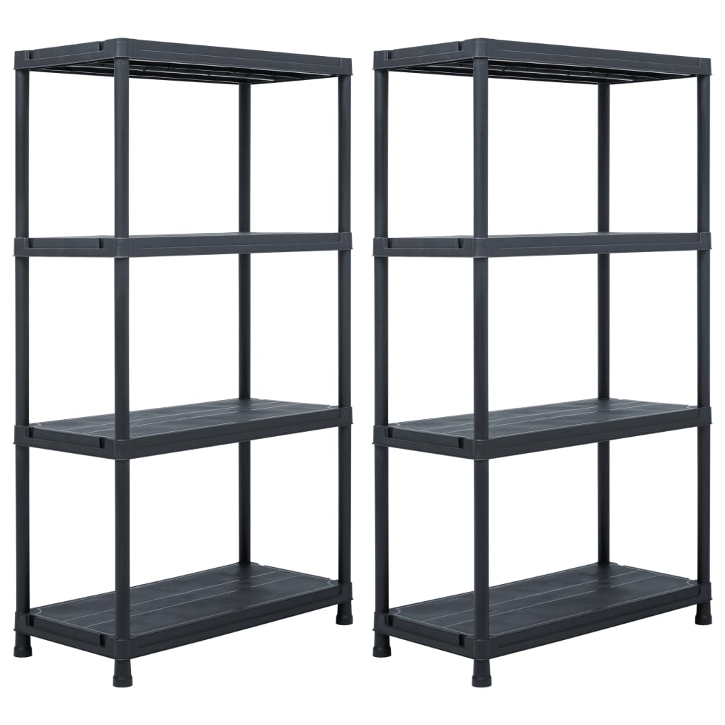 Storage Shelf Racks 2 Pcs Black 250 Kg Plastic