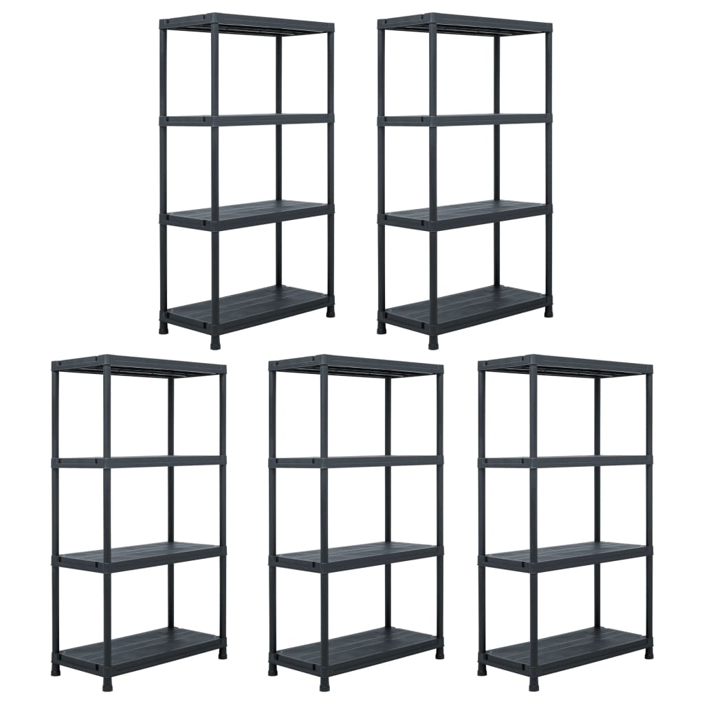 Storage Shelf Racks 2 Pcs Black 250 Kg Plastic