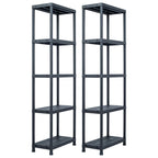 Storage Shelf Racks 2 Pcs Black 250 Kg Plastic