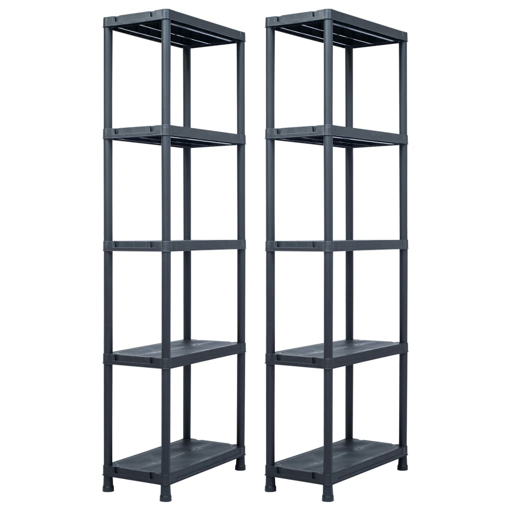 Storage Shelf Racks 2 Pcs Black 250 Kg Plastic