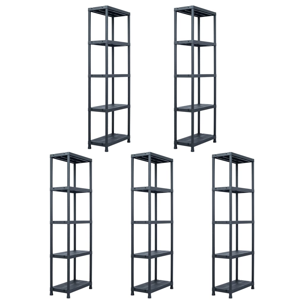 Storage Shelf Racks 2 Pcs Black 250 Kg Plastic
