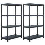 Storage Shelf Racks 2 Pcs Black 250 Kg Plastic