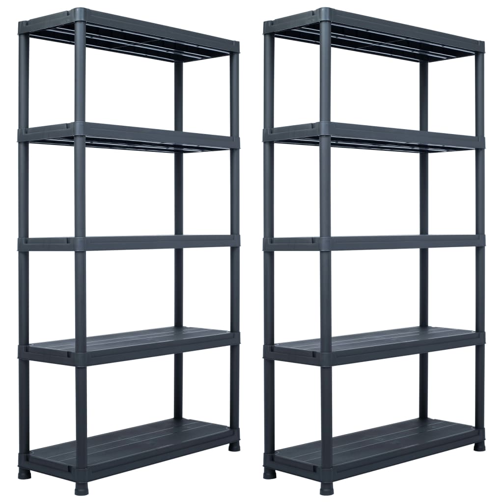 Storage Shelf Racks 2 Pcs Black 250 Kg Plastic