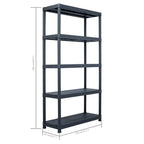 Storage Shelf Racks 2 Pcs Black 250 Kg Plastic