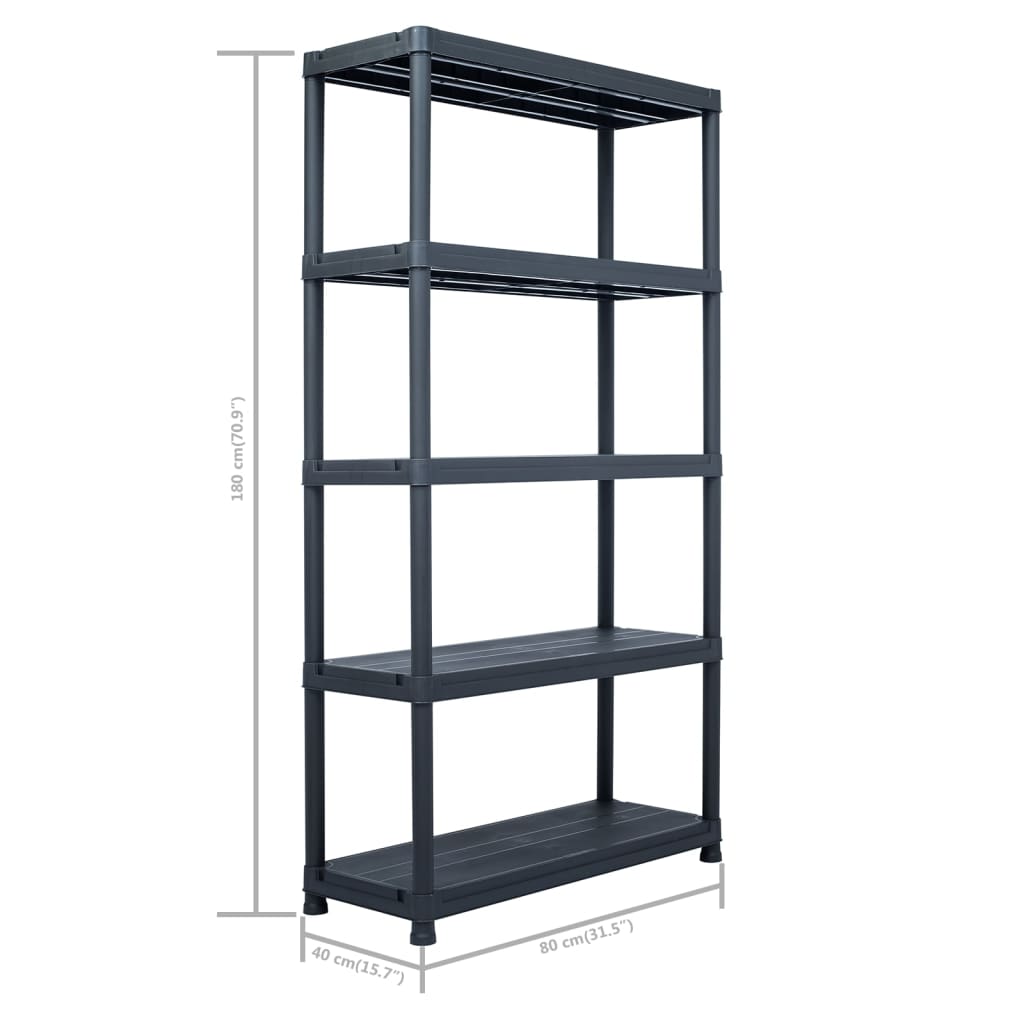 Storage Shelf Racks 2 Pcs Black 250 Kg Plastic