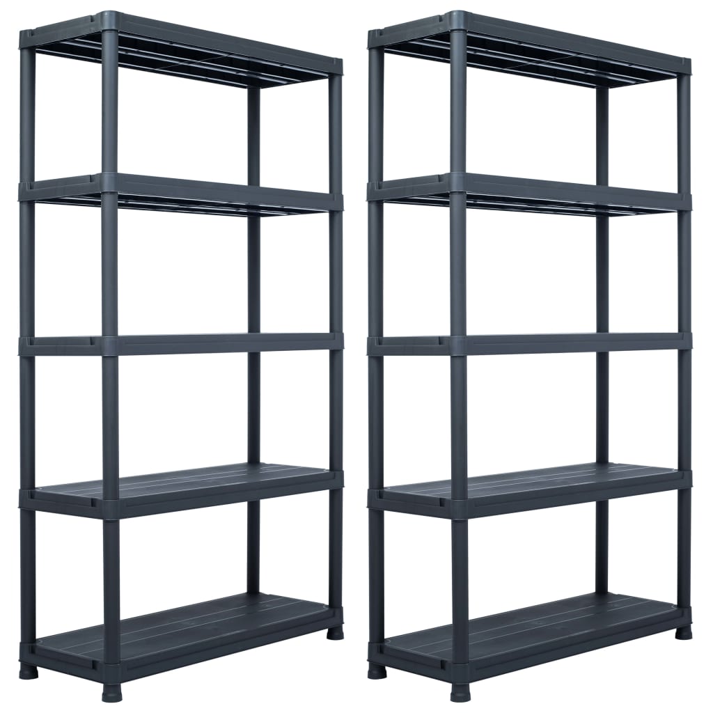 Storage Shelf Racks 2 Pcs Black 250 Kg Plastic
