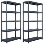 Storage Shelf Racks 2 Pcs Black 250 Kg Plastic