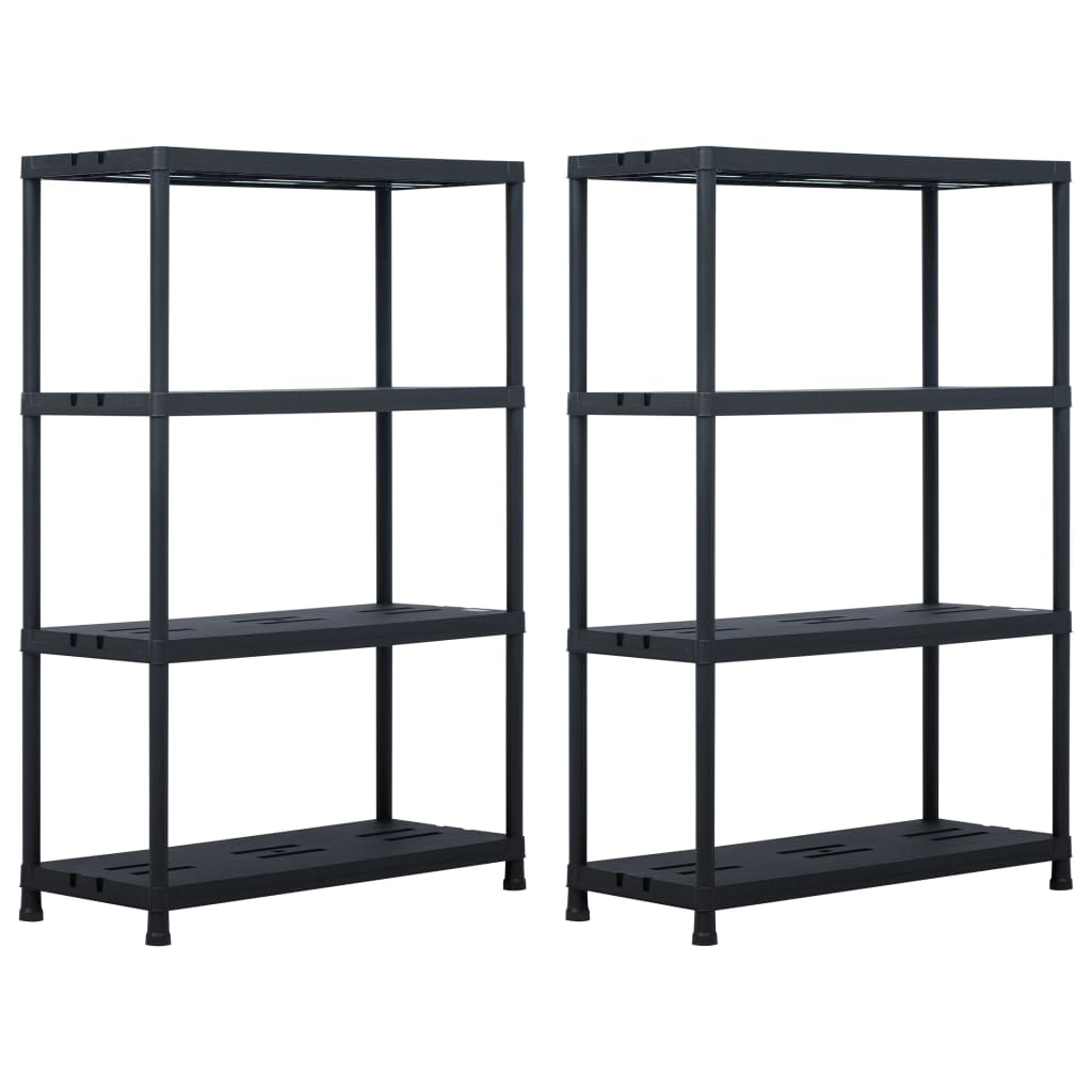 Storage Shelf Racks 2 Pcs Black 250 Kg Plastic