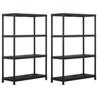 Storage Shelf Racks 2 Pcs Black 250 Kg Plastic