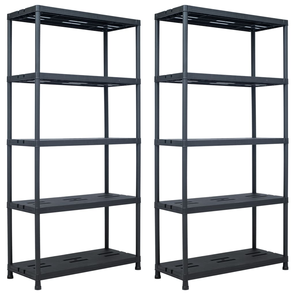 Storage Shelf Racks 2 Pcs Black 250 Kg Plastic