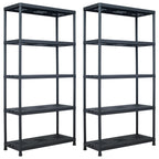 Storage Shelf Racks 2 Pcs Black 250 Kg Plastic