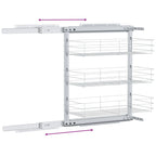 3-Tier Pull-out Kitchen Wire Basket Silver 47x25x56 cm