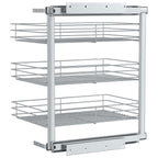 3-Tier Pull-out Kitchen Wire Basket Silver 47x35x56 cm
