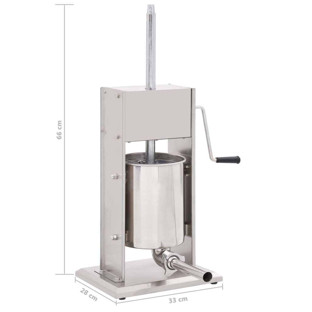 Manual Sausage Stuffer Silver 10 L Stainless Steel