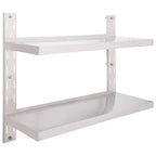 2-Tier Floating Wall Shelf Stainless Steel 100x30 cm