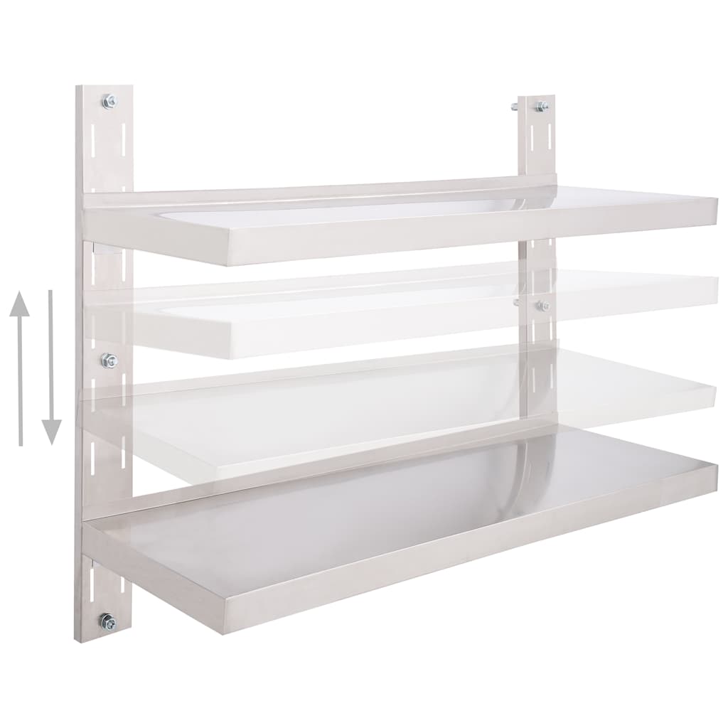 2-Tier Floating Wall Shelf Stainless Steel 100x30 cm