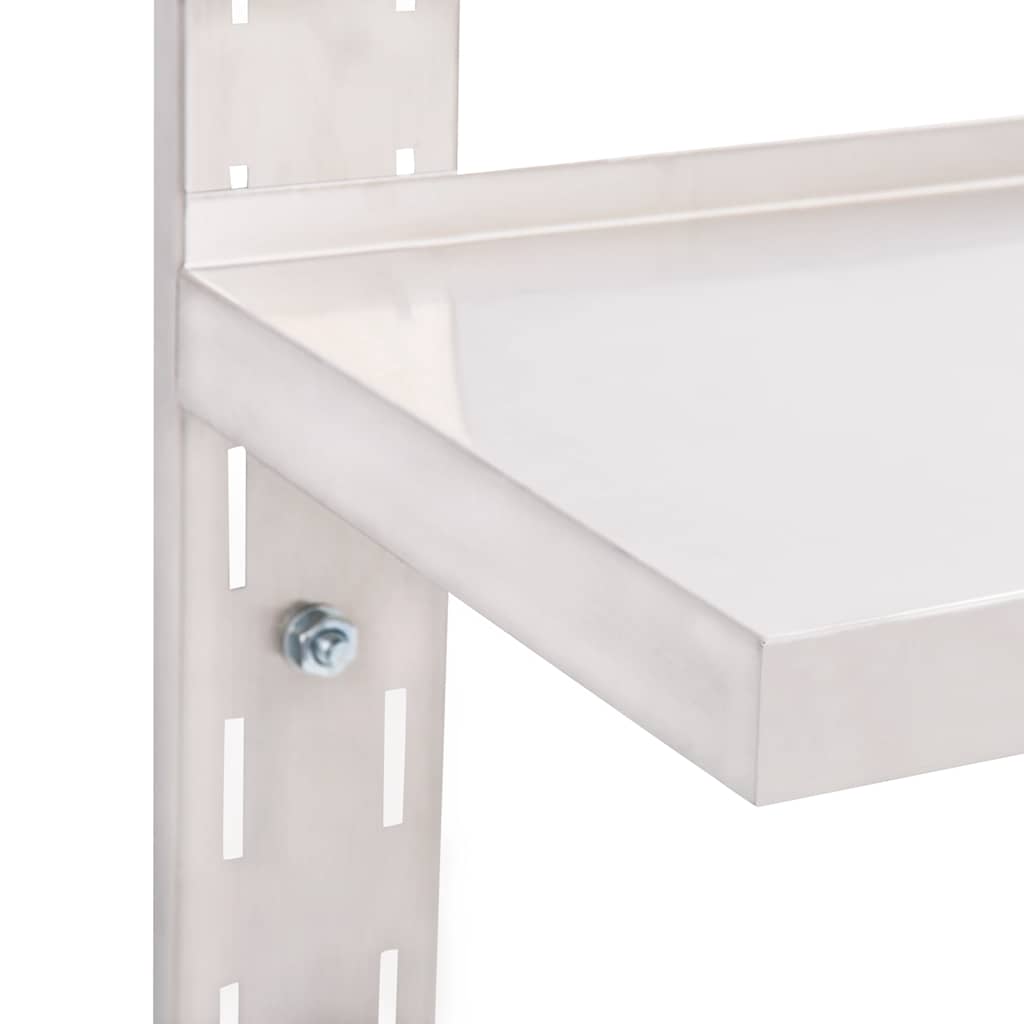 2-Tier Floating Wall Shelf Stainless Steel 100x30 cm