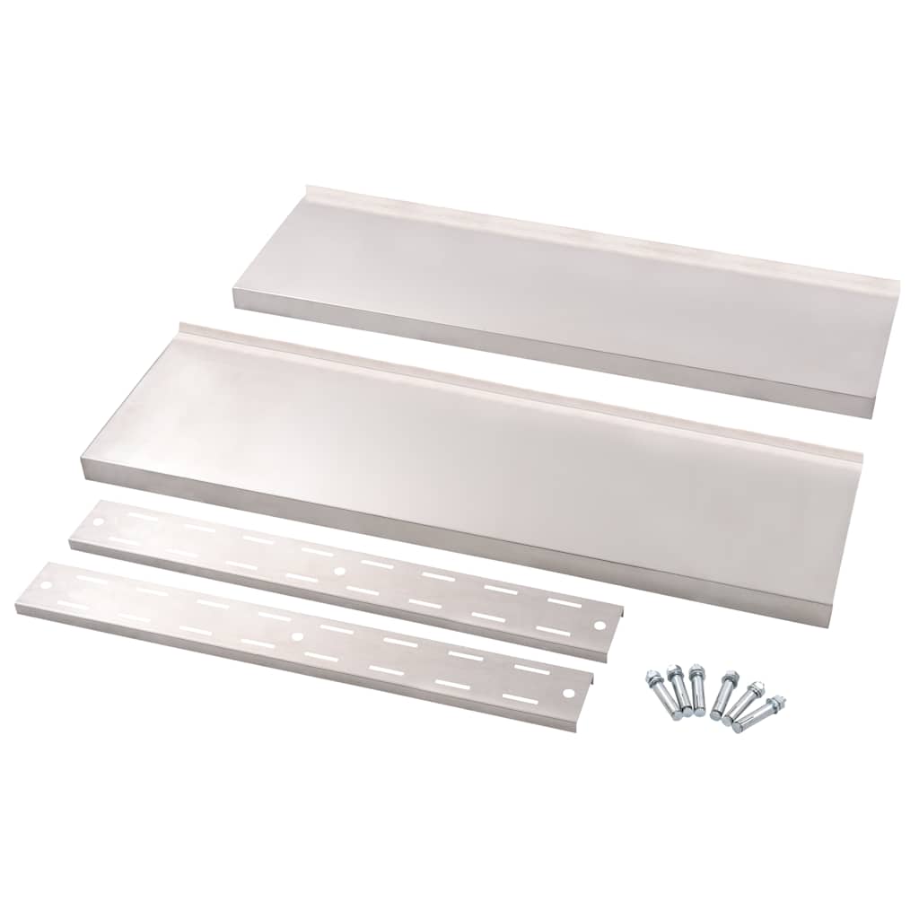 2-Tier Floating Wall Shelf Stainless Steel 100x30 cm