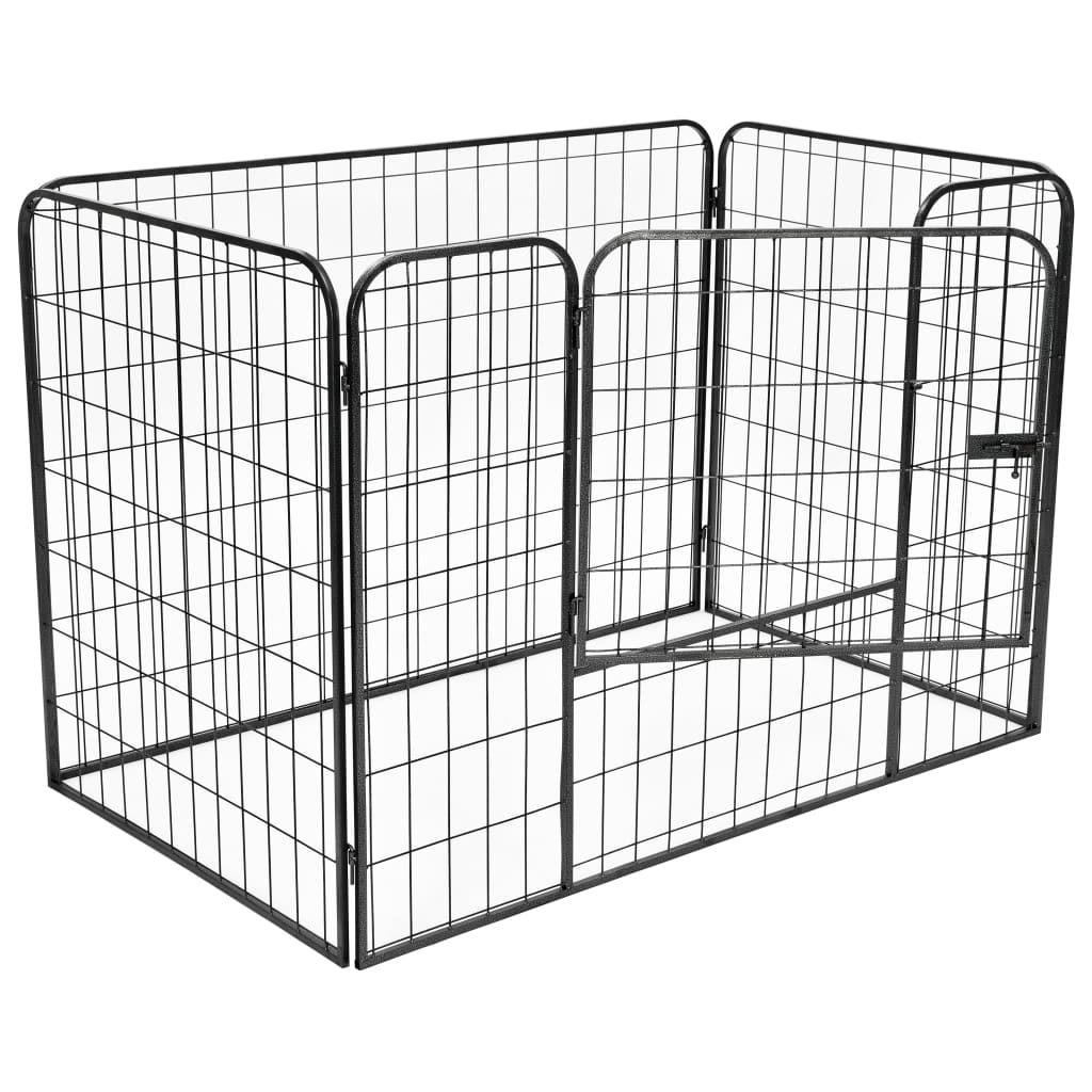 Heavy Duty Dog Playpen Black 120X80X70 Cm Steel