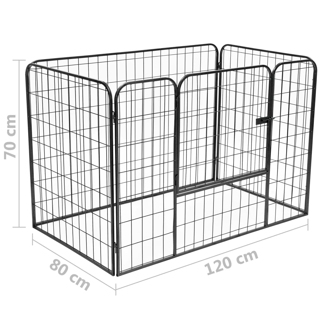 Heavy Duty Dog Playpen Black 120X80X70 Cm Steel