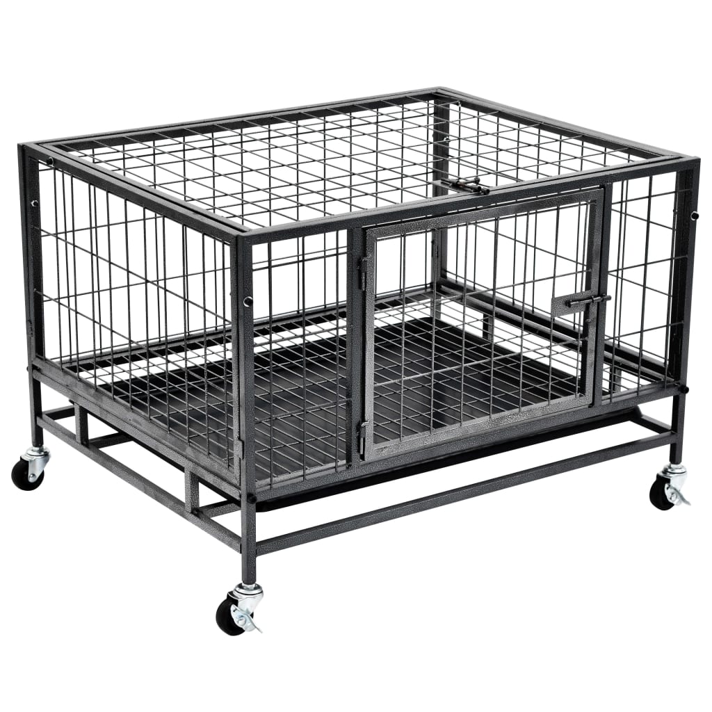 Heavy Duty Dog Cage With Wheels Steel