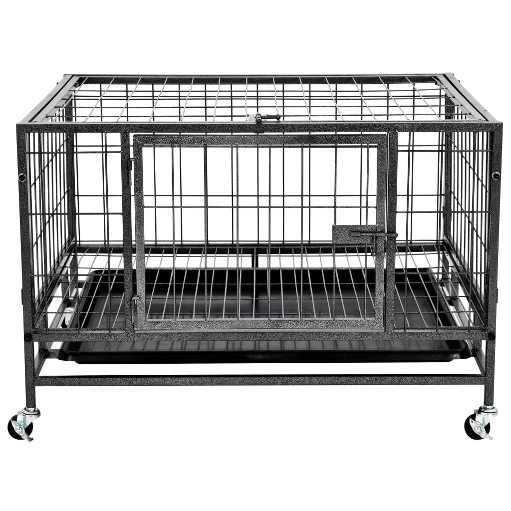 Heavy Duty Dog Cage With Wheels Steel