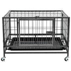 Heavy Duty Dog Cage With Wheels Steel