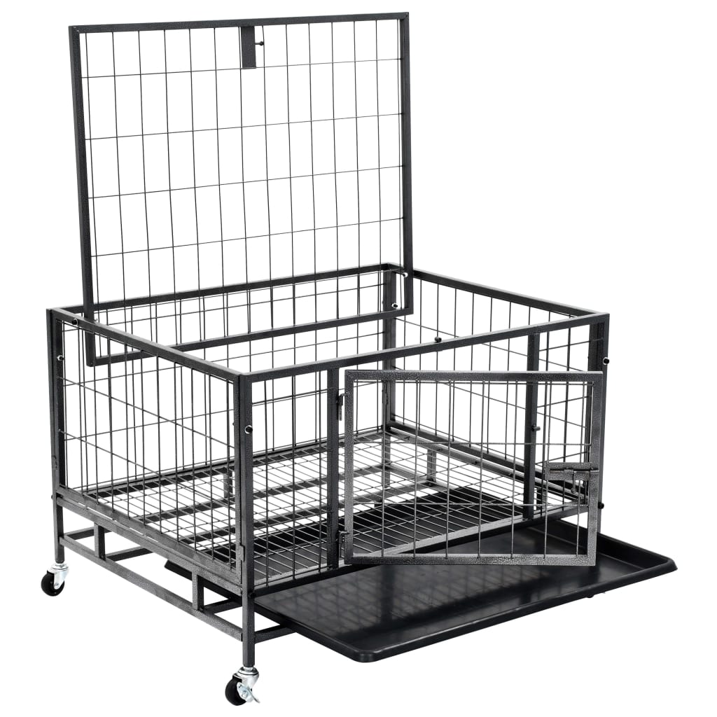 Heavy Duty Dog Cage With Wheels Steel