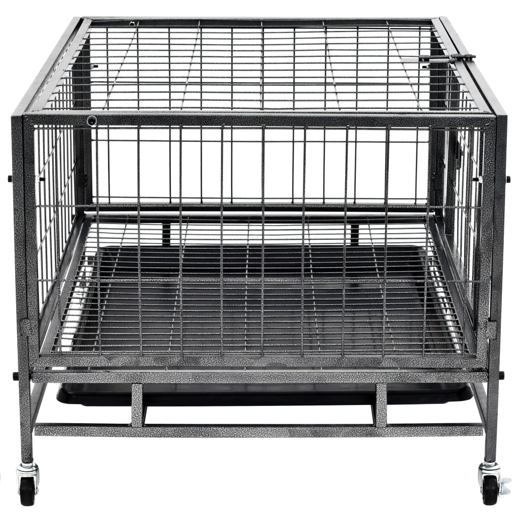 Heavy Duty Dog Cage With Wheels Steel