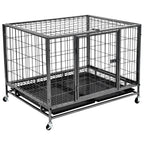 Heavy Duty Dog Cage With Wheels Steel