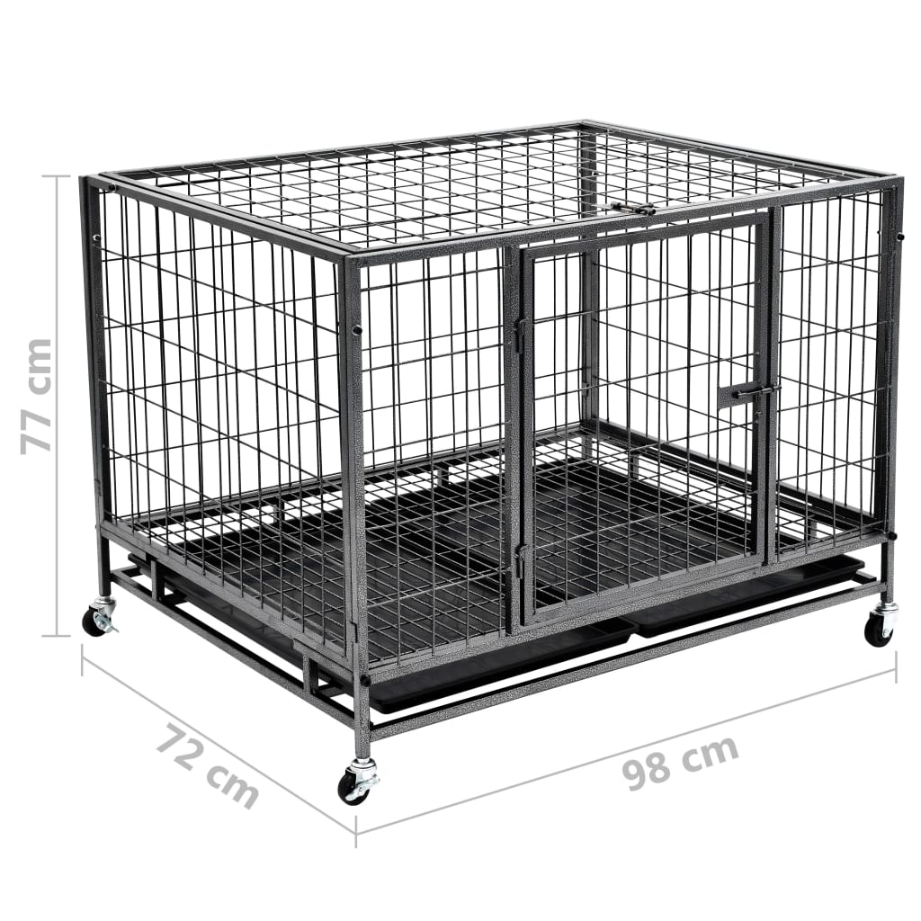 Heavy Duty Dog Cage With Wheels Steel