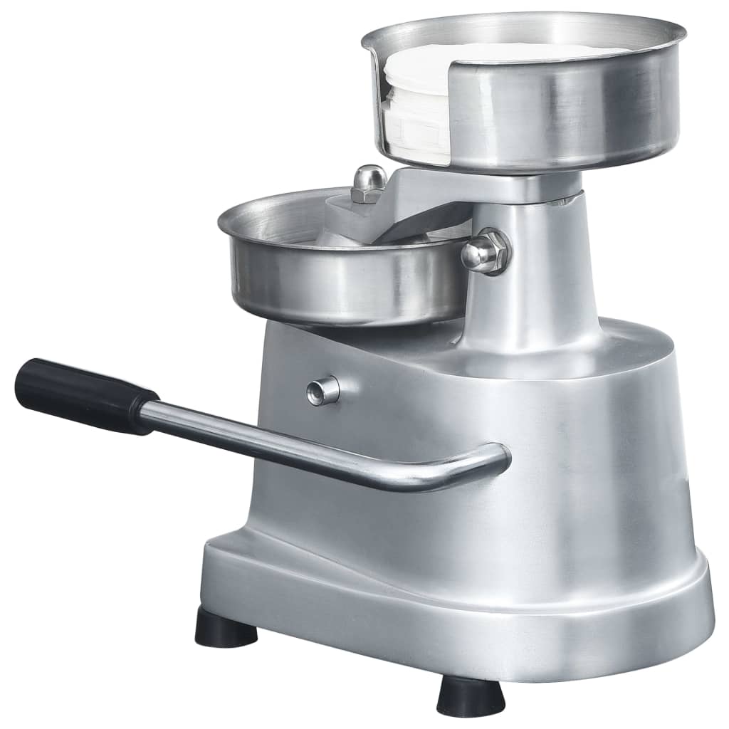 Hamburger Press Machine with 500 Patty Papers Aluminium 10 cm