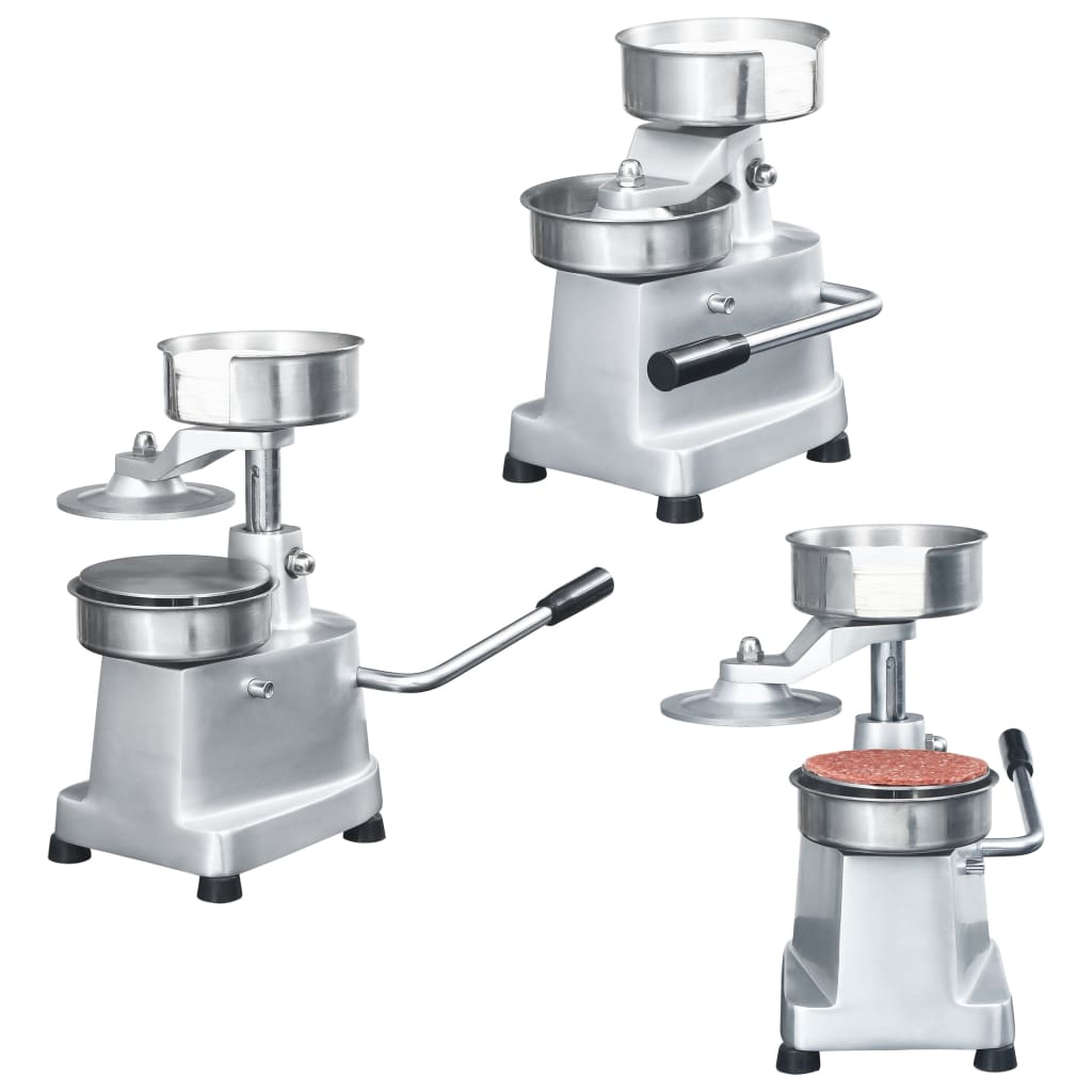Hamburger Press Machine with 500 Patty Papers Aluminium 10 cm