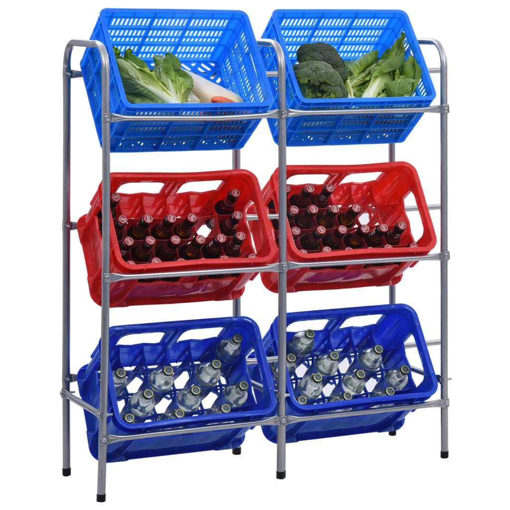 Storage Shelf For 3 Crates Silver Steel