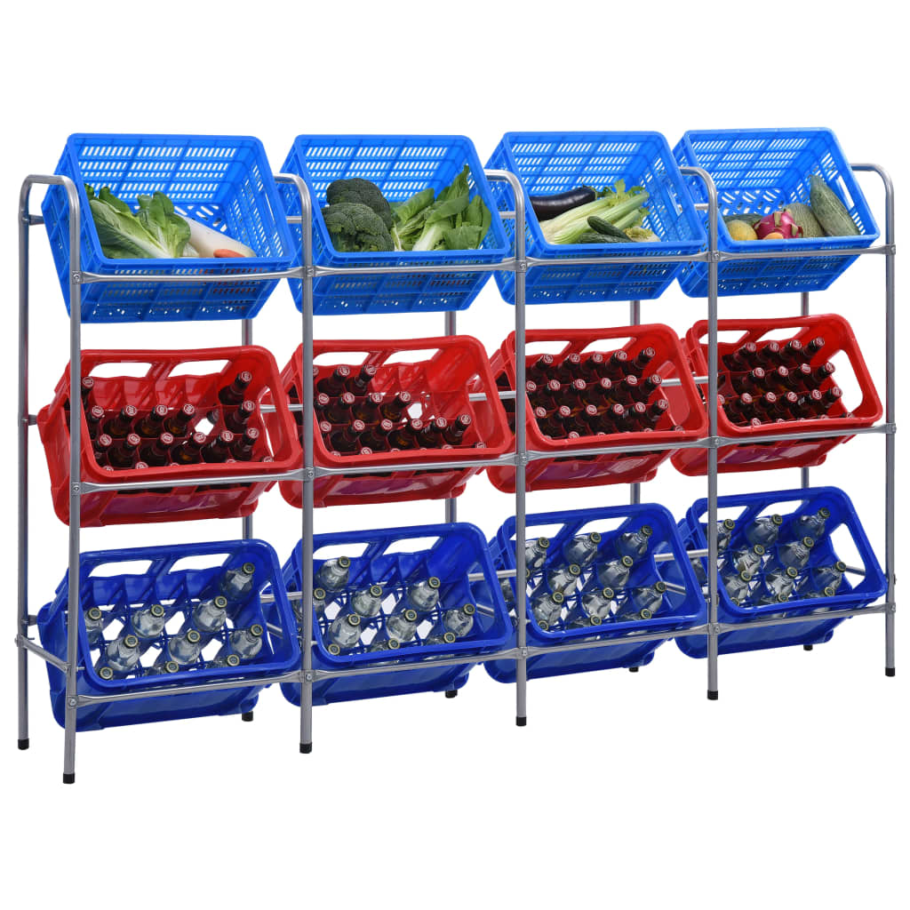 Storage Shelf For 3 Crates Silver Steel