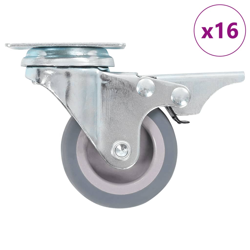 Swivel Casters With Double Brakes 4 Pcs 50 Mm