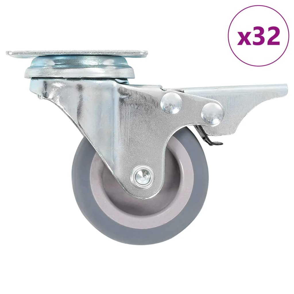 Swivel Casters With Double Brakes 4 Pcs 50 Mm