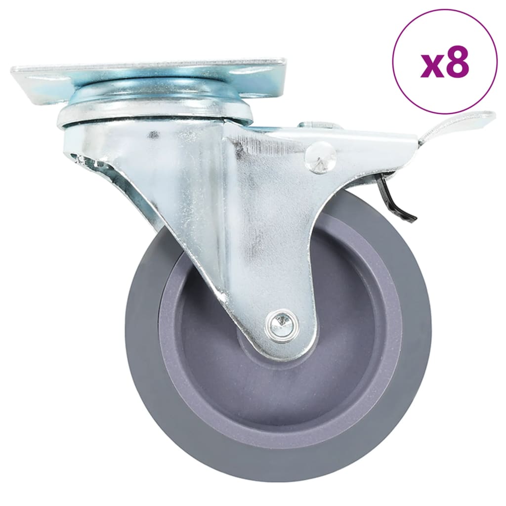 Swivel Casters With Double Brakes 4 Pcs 75 Mm