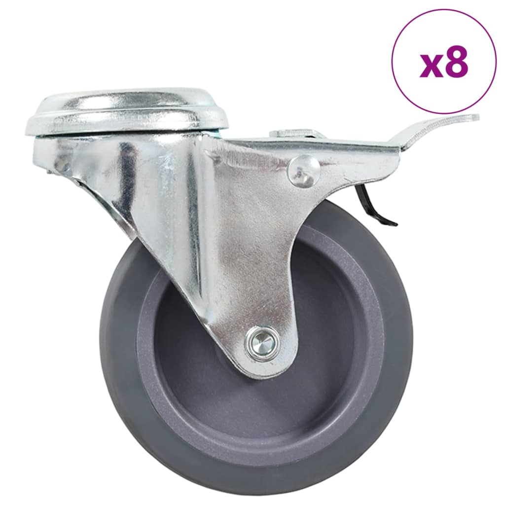 Bolt Hole Swivel Casters With Double Brakes 4 Pcs 75 Mm